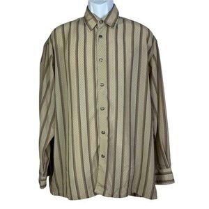 BASSIRI UOMO Men Casual Shirt Buttons Down Tan Sz L